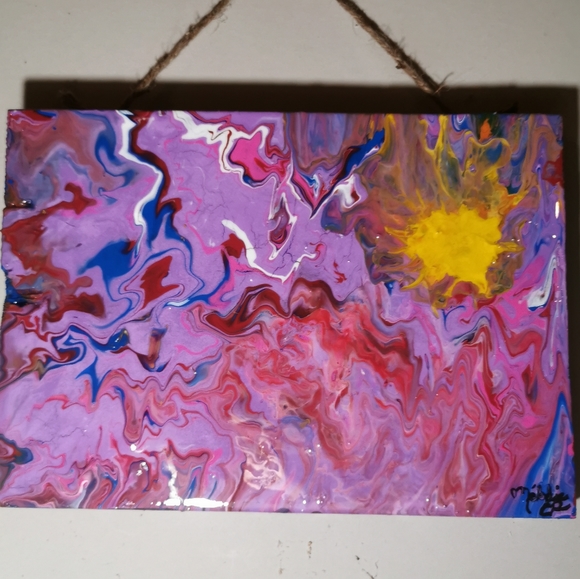 Wood Abstract Painting Blooming Sunset colors - Picture 2 of 10